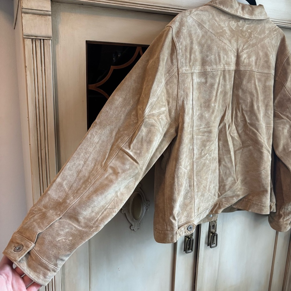 EUC VTG. Eddie Bauer Seattle Suede washable leather jacket in tan | Sz XL - Picture 9 of 12